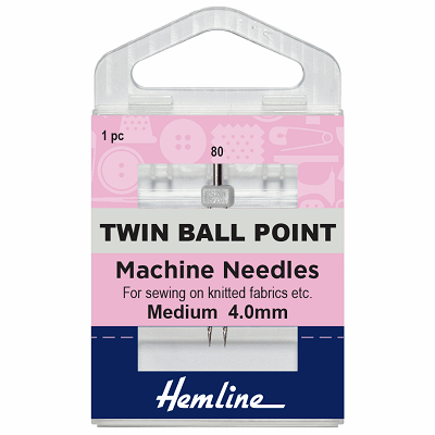 H111.40 Sewing Machine Needles: Twin Ball Point: 80/12, 4mm: 1 Piece